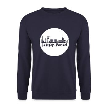 castrop-rauxel, skyline, cercle, coupe aux ciseaux, blanc - Sweat-shirt Unisexe - marine - Devant - Alina (178cm) & Michal (187cm)