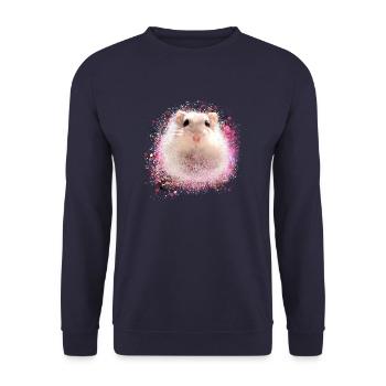 hamster, graffiti,malerei,pink, - Unisex Pullover - Navy - Vorne - Alina (178cm) & Michal (187cm)