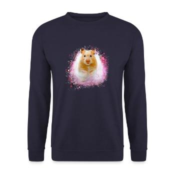 hamster, graffiti,painting,pink,golden hamster - Unisex Sweatshirt - navy - Front - Alina (178cm) & Michal (187cm)