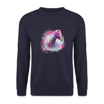 haflinger,pferd,graffiti, malerei, pferdekopf,bunt - Unisex Pullover - Navy - Vorne - Alina (178cm) & Michal (187cm)