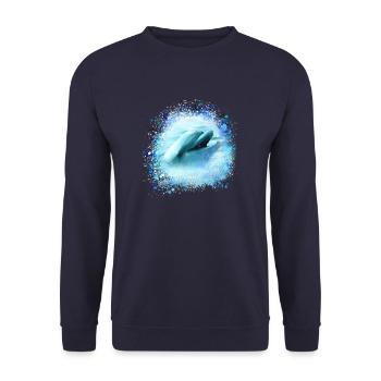 dolphin, graffiti, painting,blue,fish, dolphins,sea - Unisex Sweatshirt - navy - Front - Alina (178cm) & Michal (187cm)