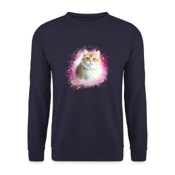 angora cat, cat, graffiti, painting,pink,kitten - Unisex Sweatshirt - navy - Front - Alina (178cm) & Michal (187cm)
