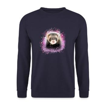 ferrets,pink,graffiti,iltis - Unisex Sweatshirt - navy - Front - Alina (178cm) & Michal (187cm)
