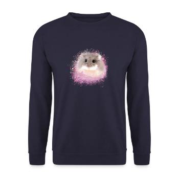 zwerghamster,hamster,pink,graffiti,malerei - Unisex Pullover - Navy - Vorne - Alina (178cm) & Michal (187cm)