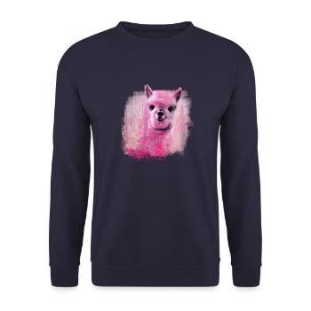 Alpaca, Llama, pink,,drawing,graffiti,watercolor - Unisex Sweatshirt - navy - Front - Alina (178cm) & Michal (187cm)