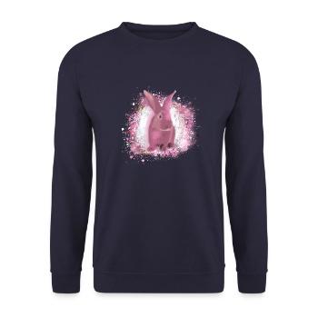 rabbit,graffiti,painting,pet,rabbit,pink - Unisex Sweatshirt - navy - Front - Alina (178cm) & Michal (187cm)