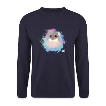 zwerghamster,hamster,bunt,graffiti,malerei - Unisex Pullover - Navy - Vorne - Alina (178cm) & Michal (187cm)