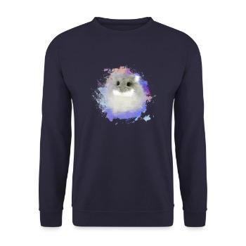 zwerghamster,hamster,bunt,graffiti,malerei - Unisex Pullover - Navy - Vorne - Alina (178cm) & Michal (187cm)
