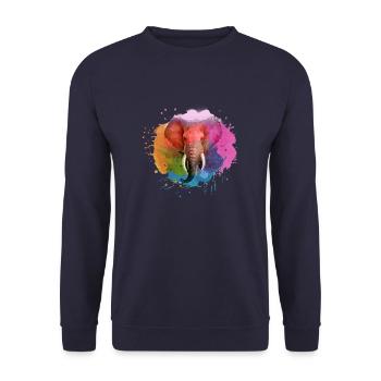 éléphant, bleu, coloré, peinture, coloré, aquarelle, graffiti - Sweat-shirt Unisexe - marine - Devant - Alina (178cm) & Michal (187cm)