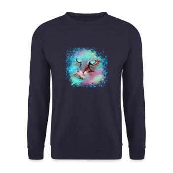 siam cat, neon, cat, graffiti, painting, watercolor - Unisex Sweatshirt - navy - Front - Alina (178cm) & Michal (187cm)
