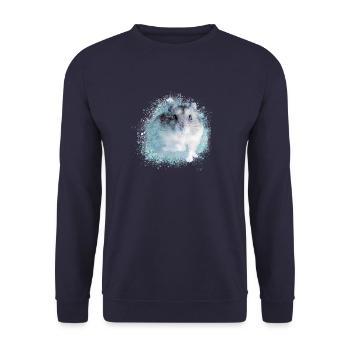 zwerghamster,hamster,weiss,graffiti,malerei - Unisex Pullover - Navy - Vorne - Alina (178cm) & Michal (187cm)
