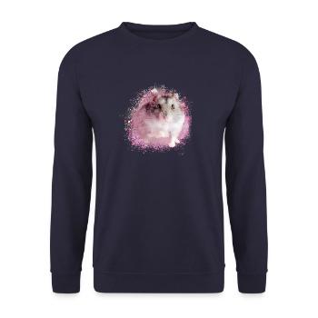 zwerghamster,hamster,weiss,graffiti,malerei,rosa - Unisex Pullover - Navy - Vorne - Alina (178cm) & Michal (187cm)