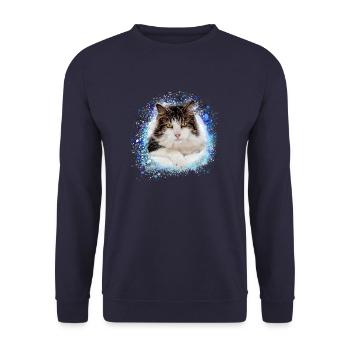 maincoon,katze,graffiti,malerei, Maine-Coon-Katze, - Unisex Pullover - Navy - Vorne - Alina (178cm) & Michal (187cm)