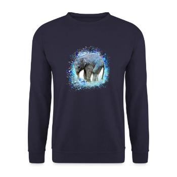 babyelefant,elefant,graffiti,blau,malerei - Unisex Pullover - Navy - Vorne - Alina (178cm) & Michal (187cm)