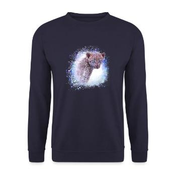 léopard, chat, chat sauvage, graffiti, peinture, bleu - Sweat-shirt Unisexe - marine - Devant - Alina (178cm) & Michal (187cm)