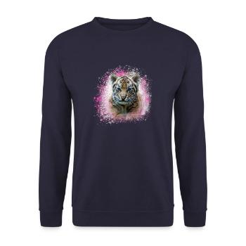 tigerbaby,tiger,rosa,graffiti,malerei - Unisex Pullover - Navy - Vorne - Alina (178cm) & Michal (187cm)