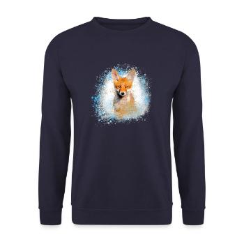 fuchs ,Graffiti, Malerei,fuchs ,aquarell,babyfuchs - Unisex Pullover - Navy - Vorne - Alina (178cm) & Michal (187cm)