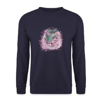 tigerbaby,tiger,rosa,graffiti,malerei - Unisex Pullover - Navy - Vorne - Alina (178cm) & Michal (187cm)
