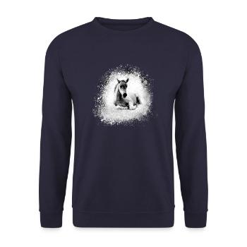 poney, rose, poulain, cheval, graffiti,peinture,gris - Sweat-shirt Unisexe - marine - Devant - Alina (178cm) & Michal (187cm)