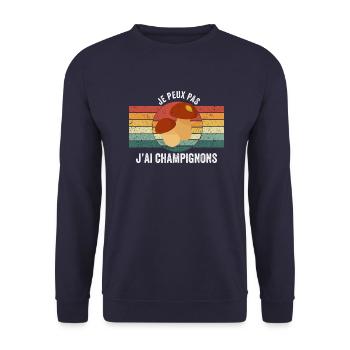 Je Peux Pas J'ai Champignons Drôles Champignon - Sweat-shirt Unisexe - marine - Devant - Alina (178cm) & Michal (187cm)