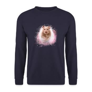 Hamster, Graffiti,Painting,Pink,Pink - Unisex Sweatshirt - navy - Front - Alina (178cm) & Michal (187cm)