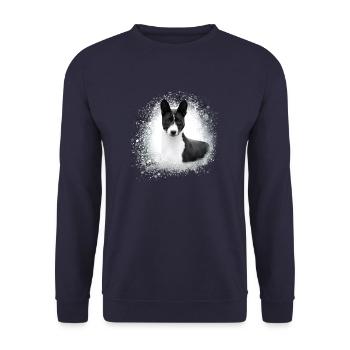 basenji,dog,graffiti,painting - Unisex Sweatshirt - navy - Front - Alina (178cm) & Michal (187cm)