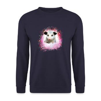 Opossum,mouse,rodent,graffiti - Unisex Sweatshirt - navy - Front - Alina (178cm) & Michal (187cm)