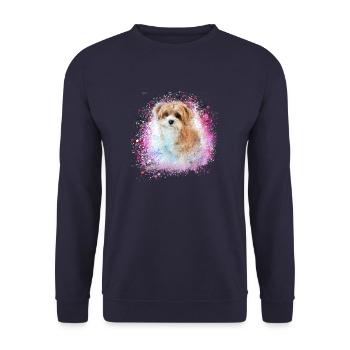 Havaneser,Bologneser,Malteser,Hund,Graffiti, - Unisex Pullover - Navy - Vorne - Alina (178cm) & Michal (187cm)