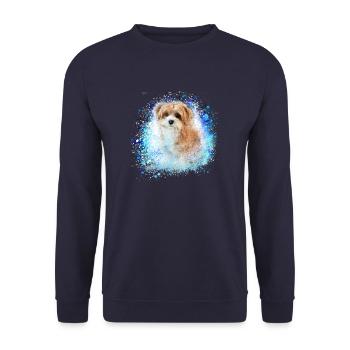 Havanais, Bolognese, Maltais, Chien, Graffiti, - Sweat-shirt Unisexe - marine - Devant - Alina (178cm) & Michal (187cm)