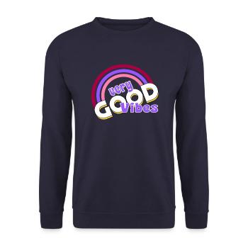 good vibes Regenbogen - Unisex Pullover - Navy - Vorne - Alina (178cm) & Michal (187cm)
