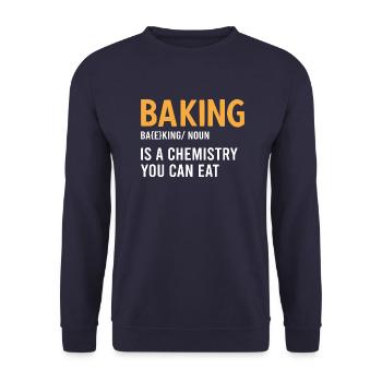 Baking is Chemistry You Can Eat Vintage Backen - Unisex Pullover - Navy - Vorne - Alina (178cm) & Michal (187cm)
