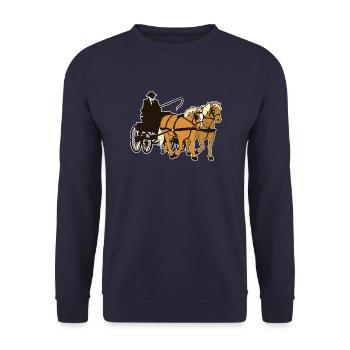 Kutsche Haflinger Zweispänner Lustig Geschenk - Unisex Pullover - Navy - Vorne - Alina (178cm) & Michal (187cm)