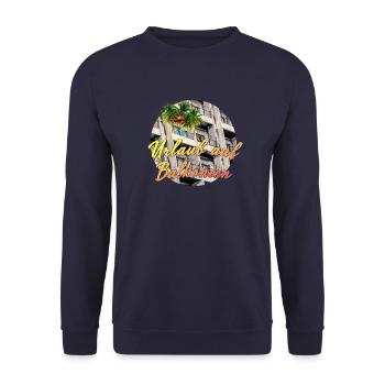 Urlaub auf Balkonien - Unisex Pullover - Navy - Vorne - Alina (178cm) & Michal (187cm)