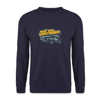 Nich' mit Commander lustiger Spruch - Unisex Pullover - Navy - Vorne - Alina (178cm) & Michal (187cm)