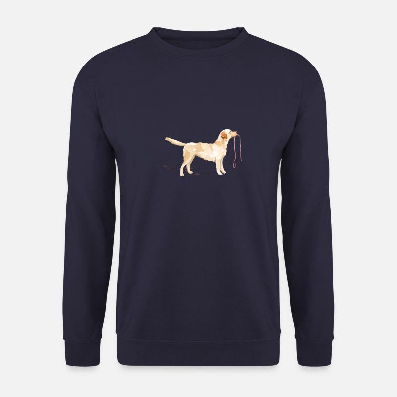 Gelber Labrador mit den schlammigen Tatzen und Leine - Unisex Pullover - Navy