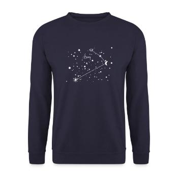 Bélier / Bélier signe du zodiaque, ciel nocturne, planètes - Sweat-shirt Unisexe - marine - Devant - Alina (178cm) & Michal (187cm)