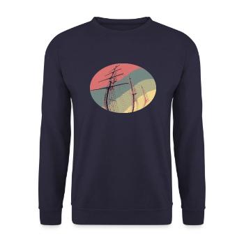 Ship through binoculars in maritime retro look - Unisex Sweatshirt - navy - Front - Alina (178cm) & Michal (187cm)