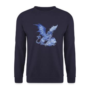 dragon,blue,painting,graffiti, airbrush,light blue - Unisex Sweatshirt - navy - Front - Alina (178cm) & Michal (187cm)