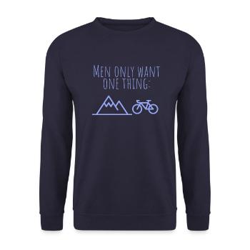 MowoT Fahrrad am Berg - Unisex Pullover - Navy - Vorne - Alina (178cm) & Michal (187cm)