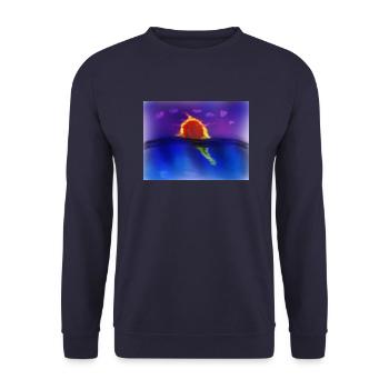 Sonnenuntergang im Meer - Unisex Pullover - Navy - Vorne - Alina (178cm) & Michal (187cm)