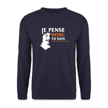 Je pense donc tu suis - Sweat-shirt Unisexe - marine - Devant - Alina (178cm) & Michal (187cm)