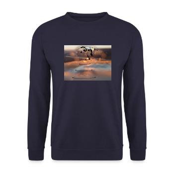 Tear Drop Future World Digital Art Fashion Design - Unisex Pullover - Navy - Vorne - Alina (178cm) & Michal (187cm)