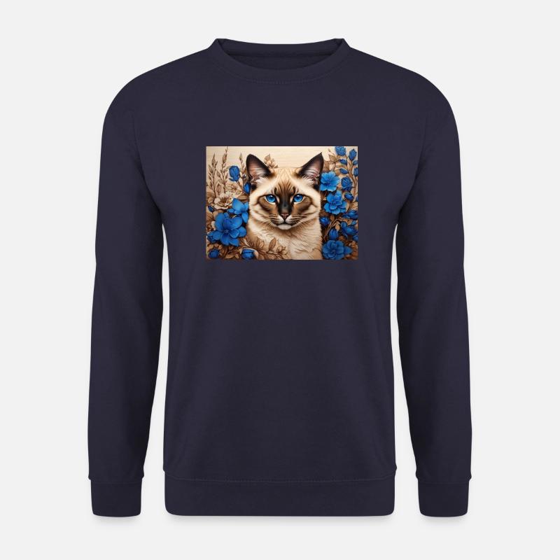 Katzenblaue Blumen - Unisex Pullover - Navy