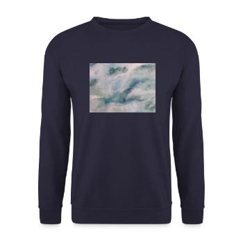 Wolken weiß türkis - Unisex Pullover - Navy - Vorne - Alina (178cm) & Michal (187cm)