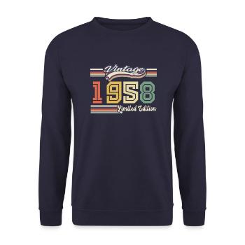Cadeau D'anniversaire 1958 Génial Depuis 1958 vint - Sweat-shirt Unisexe - marine - Devant - Alina (178cm) & Michal (187cm)