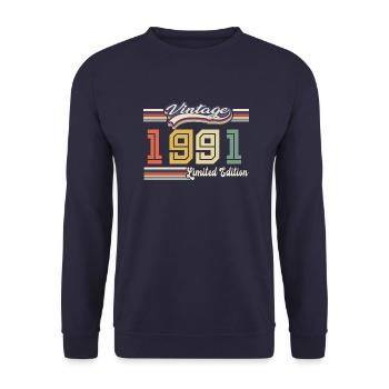 Cadeau D'anniversaire 1991 Génial Depuis 1991 vint - Sweat-shirt Unisexe - marine - Devant - Alina (178cm) & Michal (187cm)