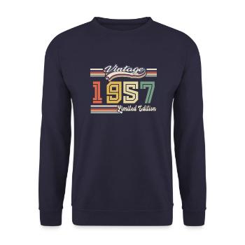 Cadeau D'anniversaire 1957 Génial Depuis 1957 vint - Sweat-shirt Unisexe - marine - Devant - Alina (178cm) & Michal (187cm)