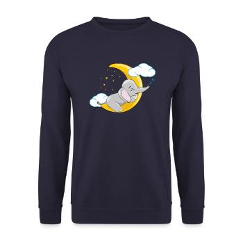 Cute baby elephant sleeping on the moon - Unisex Sweatshirt - navy - Front - Alina (178cm) & Michal (187cm)