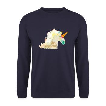 Shit-happens! - Unisex Pullover - Navy - Vorne - Alina (178cm) & Michal (187cm)
