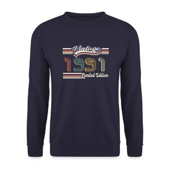 Original 1991 Vintage edition Retro Birthday - Sweat-shirt Unisexe - marine - Devant - Alina (178cm) & Michal (187cm)